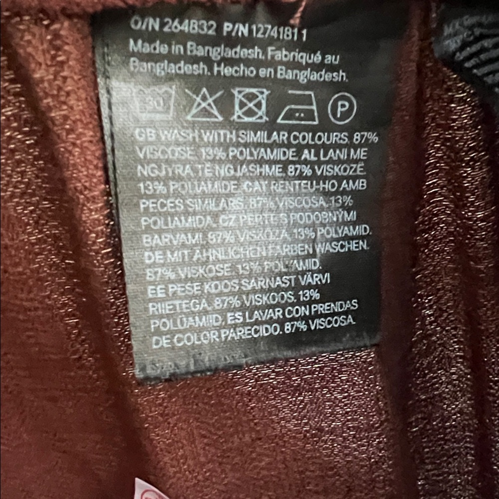 H&M Rust-Brown Wide-Leg  Ankle Pants Side Zipper - Picture 4 of 6